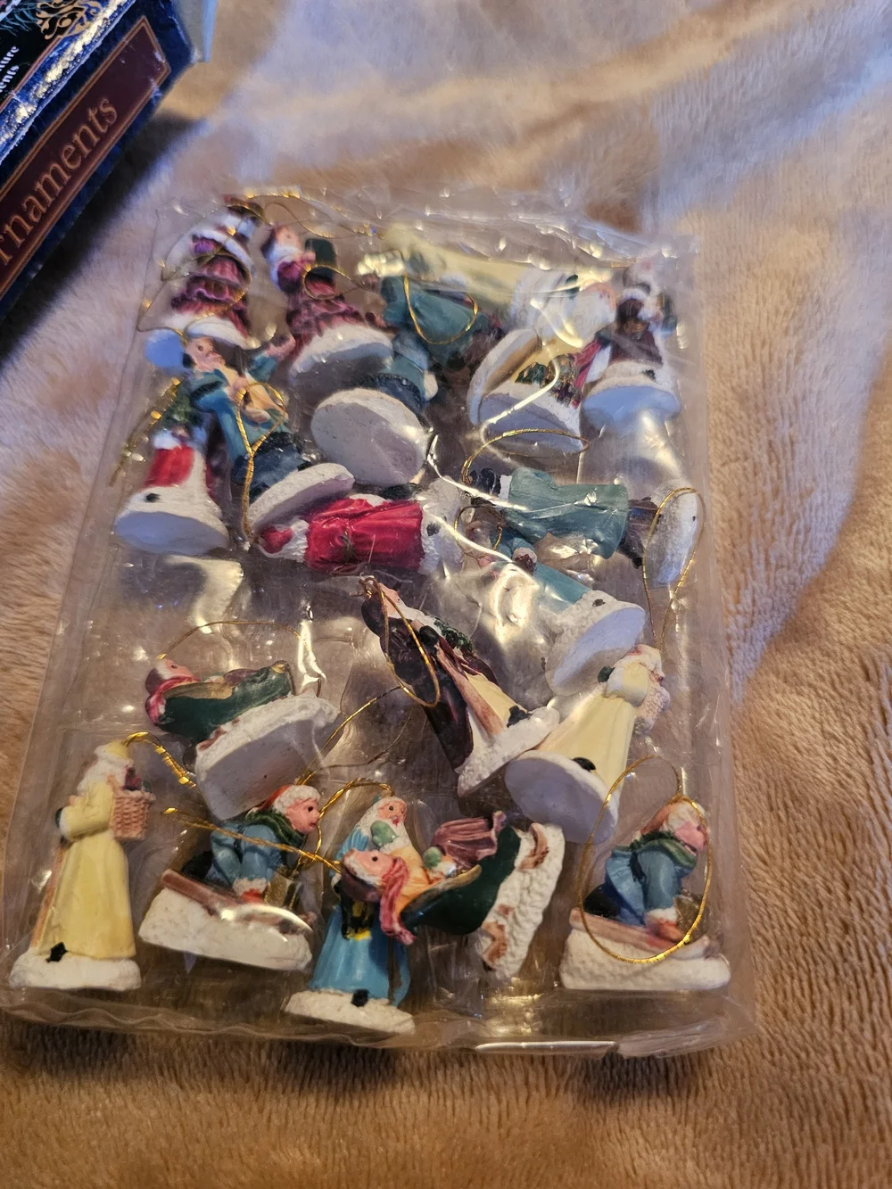 Set of 20 - Hand-Painted Miniature Holiday Figures (Blue, Red, White)
